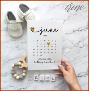 Free Printable Pregnancy Announcement Calendar September 2021