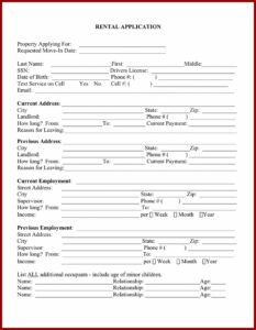 Free Rental Application Template Pdf