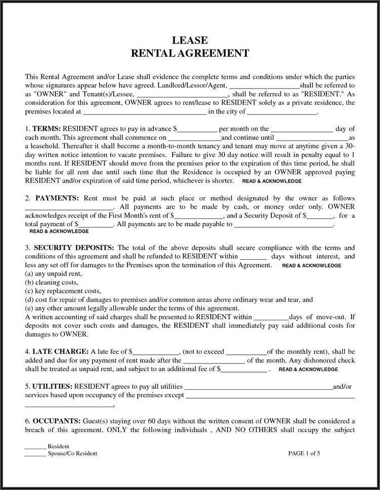 Free Room Rental Lease Agreement Form