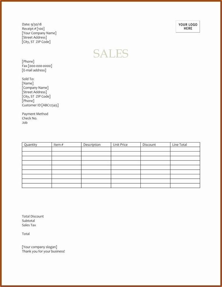 Free Sales Receipt Template Excel