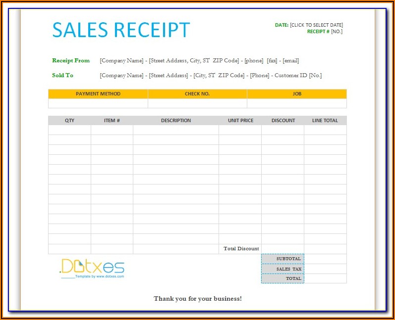 Free Sales Receipt Template Uk