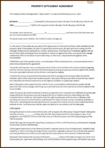 Free Template For Divorce Settlement Agreement