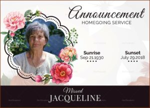 Funeral Announcement Template Microsoft