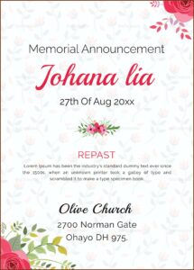 Funeral Announcement Template Word