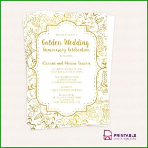Gold 50th Wedding Anniversary Invitations Templates Free Download
