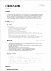 Head Chef Cv Template