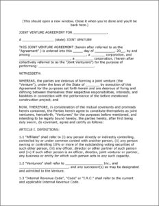 Investor Agreement Template Australia