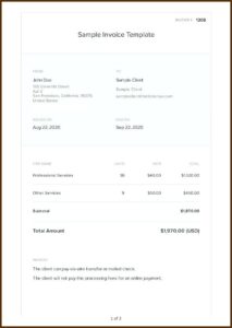 Invoice Sample Template