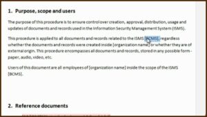 Iso 27001 Document Template