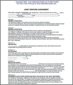 Joint Venture Agreement Template Australia Free