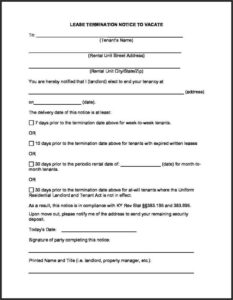 Kentucky Eviction Notice Form