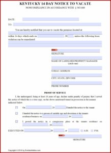 Kentucky Eviction Notice Template