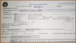 Kyc Application Form Sbi Bank