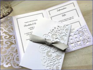 Laser Cut Pocket Fold Wedding Invitations Uk