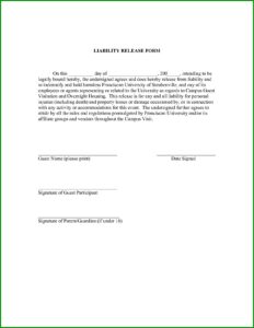 Liability Release Waiver Form