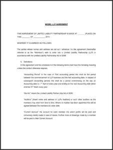 Llp Partnership Agreement Template Free