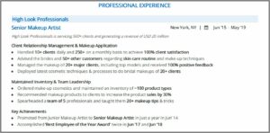 Makeup Artist Resume Examples