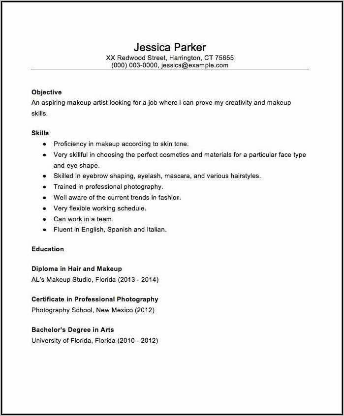 Makeup Artist Resume Objective Examples