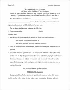 Marriage Separation Agreement Template Pdf