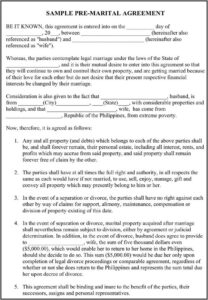 Marriage Separation Agreement Template Philippines