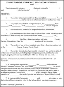 Marriage Separation Agreement Template Word