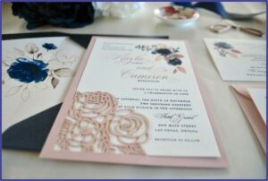 Mauve And Navy Wedding Invitations