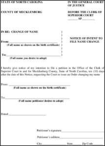 Mecklenburg County Divorce Papers