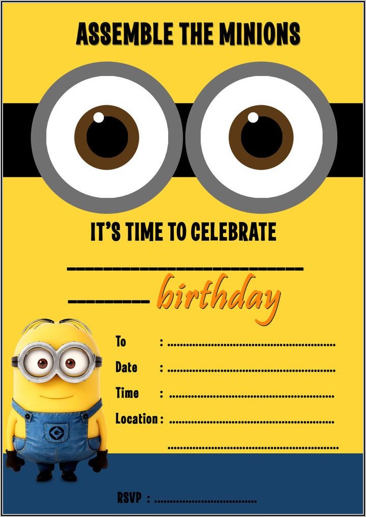 Minion Themed Birthday Invitation Template