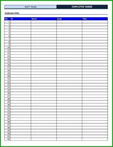 Monthly Shift Calendar Template