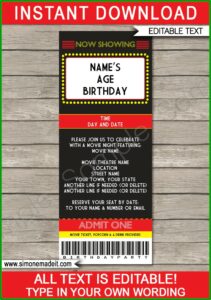 Movie Ticket Invitations Template