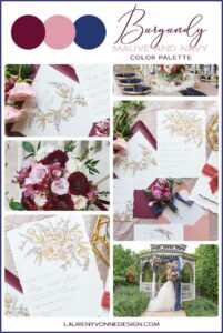 Navy Blue And Mauve Wedding Invitations