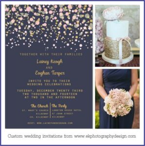 Navy Blush And Gold Wedding Invitations