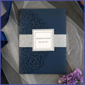 Navy Laser Cut Wedding Invitations Uk