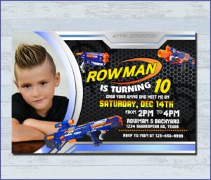 Nerf Gun Birthday Invitations
