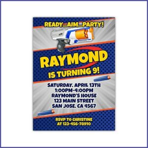 Nerf Wars Birthday Party Invitations