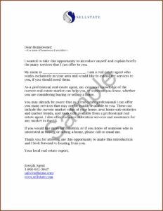 New Real Estate Agent Introduction Letter Examples