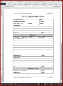 Non Conformance Report Form Iso 9001 Pdf