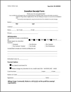 Non Profit Donation Receipt Letter Template