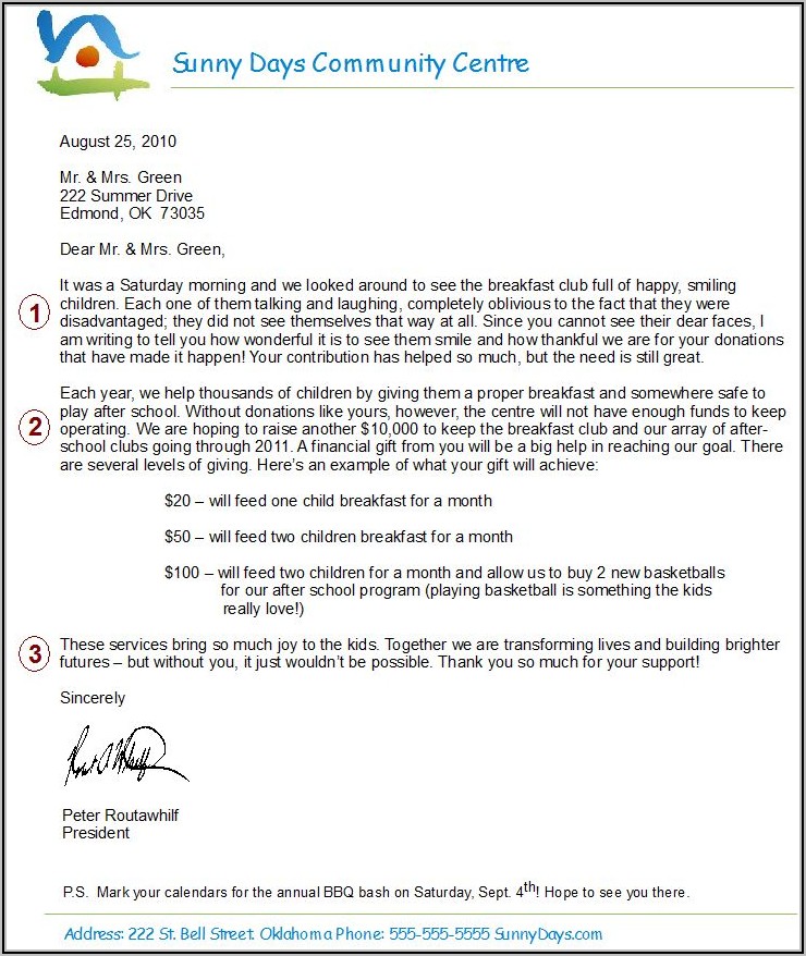 Non Profit Fundraising Letters Example