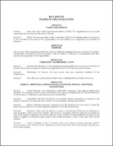 Nonprofit Bylaws Template Michigan