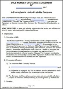 Ohio Single Member Llc Operating Agreement Template
