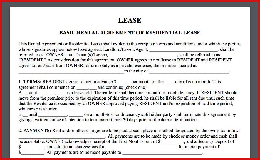 Pasture Lease Agreement Form
