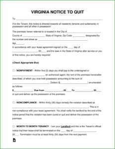 Pay Or Quit Notice Virginia Template