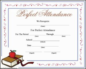 Perfect Attendance Certificate Sample