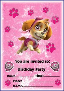 Pink Paw Patrol Invitation Template