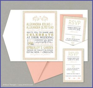 Pink White And Gold Wedding Invitations