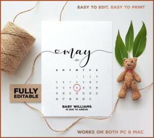 Pregnancy Announcement Calendar Template Free