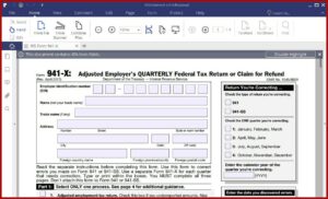 Printable 941 X Form