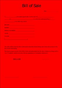 Printable Bill Of Sale Template