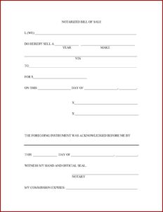 Printable Bill Of Sale Template Canada